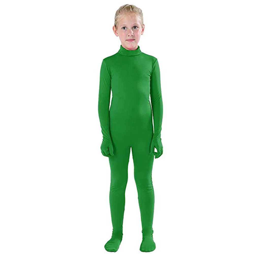 SPEERISE Kids 3-12 Boys Black Zentai Suits Tights Full Body Zentai Spandex for Girls Cosplay Halloween Junpsuits Romper Costume