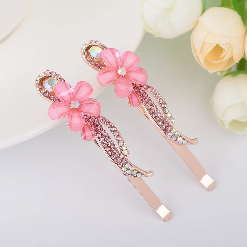 EASYA New Fashion Elegant Hairpin Ornaments Crystal Rhinestone Flower Clips Women Hairwear Hair Accessories