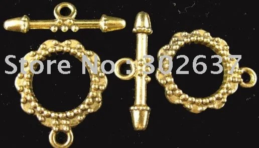 

FREE SHIPPING 60 sets Antiqued gold beaded toggle clasps A1496G