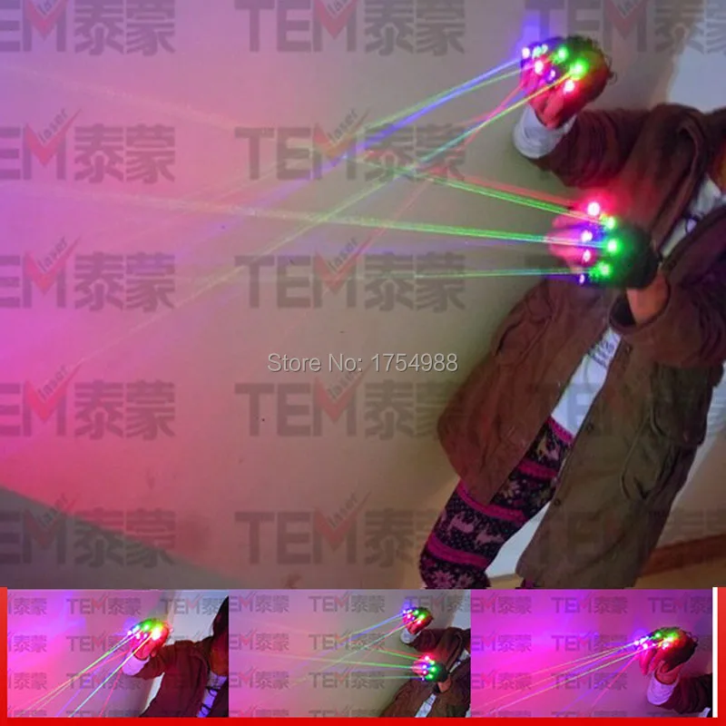 

stage gloves DJ Club show laser gloves with 7pcs RGB laser gloves(3pcs Green +2PCS Red +2PCS Violet Blue) Christmas Party show