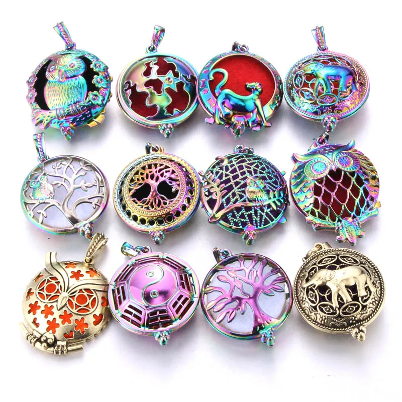 1pcs Aroma Diffuser Necklace Open Antique Vintage Lockets Pendant Perfume Essential Oil Aromatherapy Locket Necklace with Pads