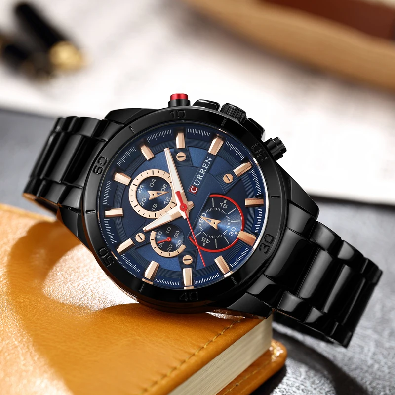 Hot Fashion Full Stainless Steel Watches Top Brand CURREN Casual Mens Watch Analog Sport Wristwatch Quartz Clock