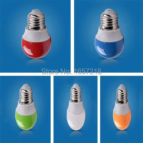 

1pcs E27 2W LED Bulb Shell Color Red Green Blue Orange White LED Light Bulb Energy-Saving lamps 220V