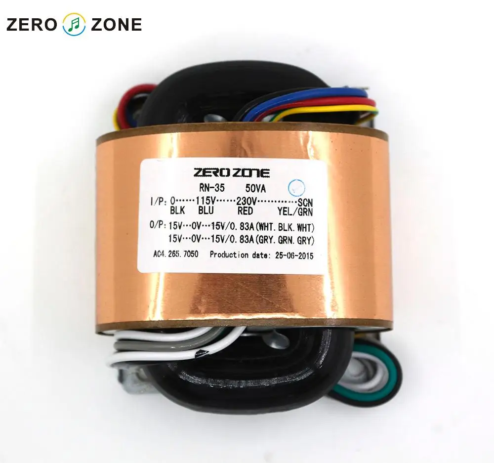 

GZLOZONE 115V/ 230V 50W (50VA) Dual 15V / 0.83A R-type Transformer With Copper Foil Shield