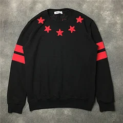 

New High Men Embroidery Star Stripes gentleman Hoodies Hoody hooded Sweatshirts velvet Cotton Drake Thicken Fleece #d68