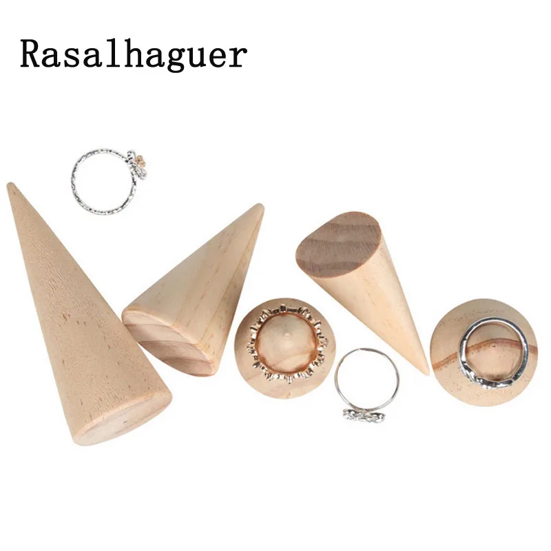 Original Wooden Conical Ring Display Stand Ring Support Ring Seat Jewelry Storage Rack Jewelry Ring Packaging Sets Display