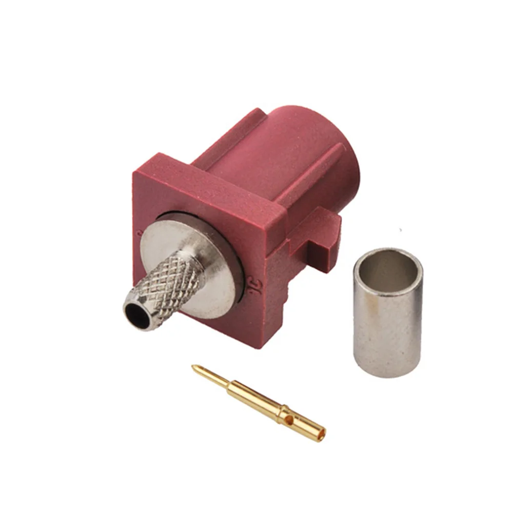 Eightwood Fakra D Plug Male RF Coaxial Connector Bordeaux Crimp RG316 RG174 for Car GSM Cellular Phone Antenna Reciever Adapter