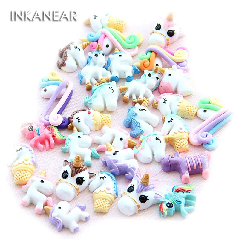 Pack Mini Horse with horn Cartoon Ocean Fish Model Miniatures Figurine Decoration Resin Craft Toy Phone Case DIY Kit Accessories