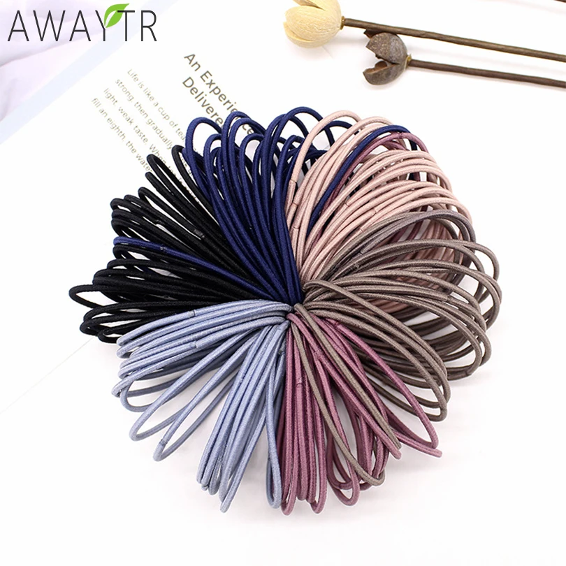 AWAYT 50pcs/lot 5CM Hair Accessories Women Rubber Bands Ties Scrunchies Elastic Hairband Girls Headband Decorations Gum for Hair