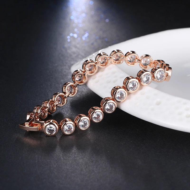 EMMAYA Top Quality Exquisite Round Cz Bracelet Rose Gold-Color Bracelet Austrian Crystals Jewelry Big Discount