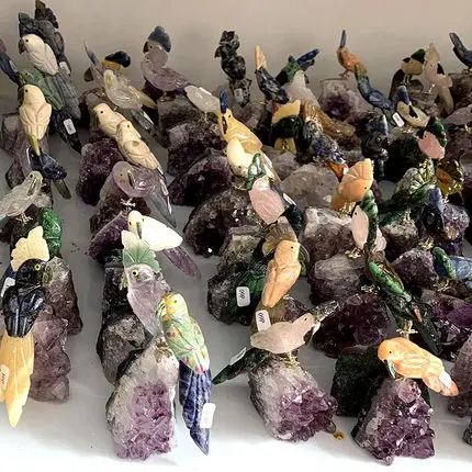 1PCS Genuine natural stone carving parrot birds home office living room crystal decorative gifts - Image 2