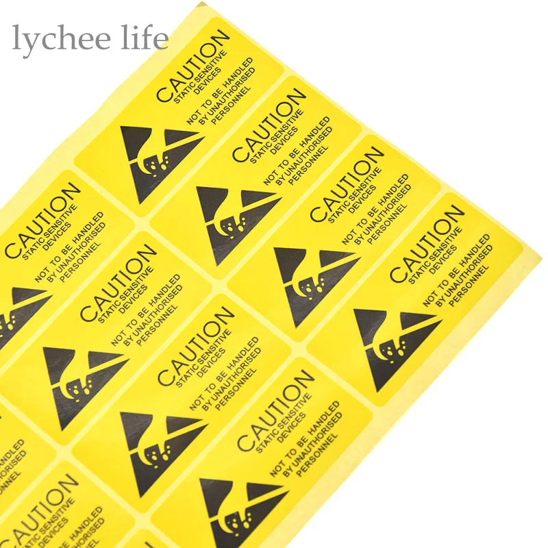 Lychee Life 100pcs Caution Sticky Sticker Adhesive Warning Label Reminder for ESD Static Sensitive Device Electronic Components