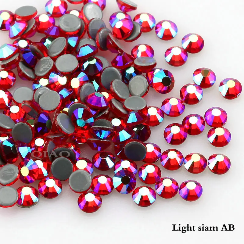 QIAO Light Siam AB Hotfix Rhinestones For Clothing&Wedding Garment Flat Back Hot Fix Crystals Rhinestone Accessories