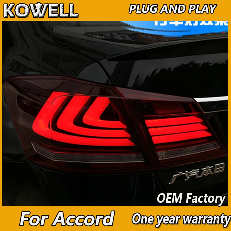 

KOWELL Car Styling for Accord Tail Lights 2014-2016 New Accord 9 LED Tail Light LED Rear Lamp LED DRL+Brake+Park+Signal