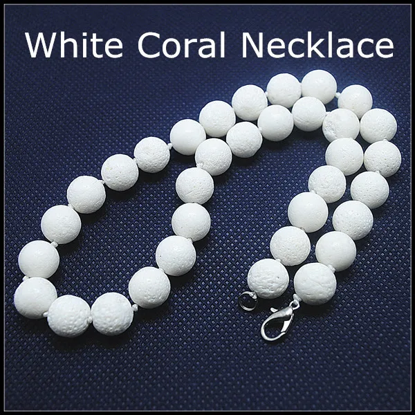 

1PC Chokers Necklaces White Coral Knotted Each Beads Strand Top fFashion Size 12MM 45CM Llength