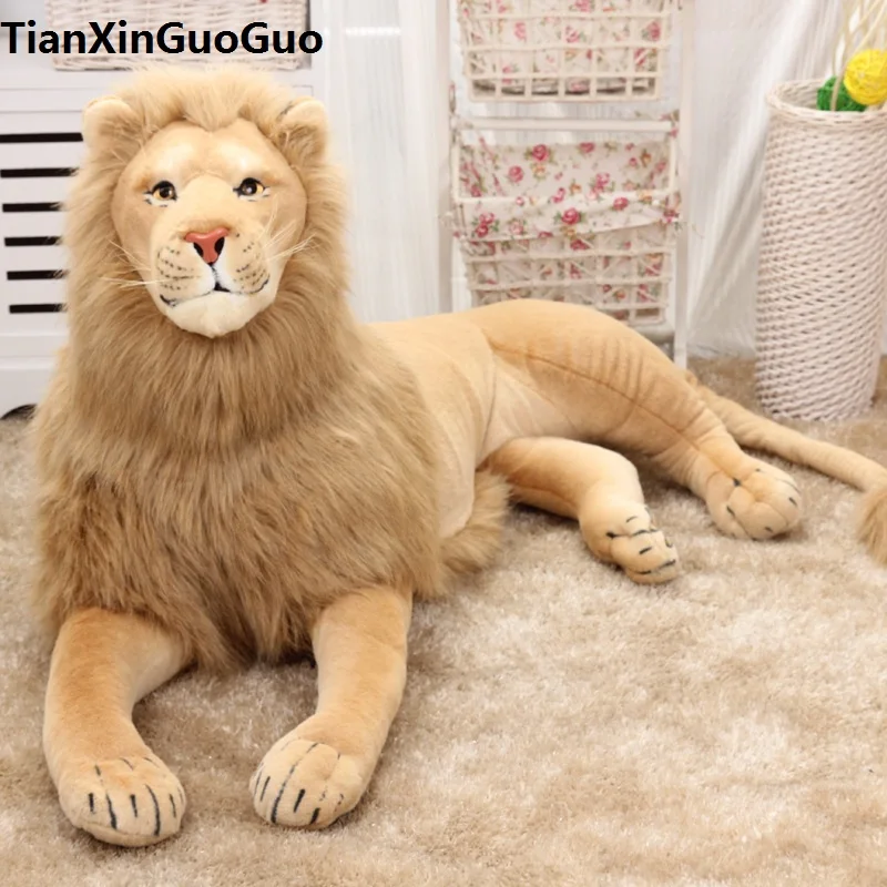 stuffed toy huge 130cm prone lion plush toy simulation lion home decoration birthday gift w2967