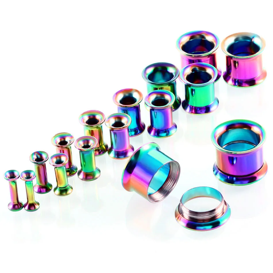 16pcs Punk Gauge Kit Ear Stretching 2-12mm Stainless Steel Ear Expansion Flared Ear Plug Flesh Tunnel Body Piercing Jewelry