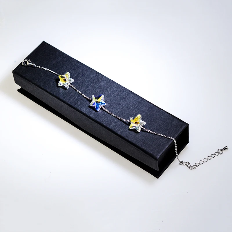 BAFFIN Simple Stars Beads Chain Bracelet Genuine Crystals From Austria Handmade Knots Lucky Bracelet Silver Color Jewelry