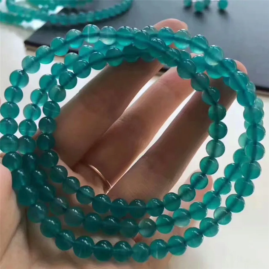 

Natural Green Ice Amazonite Women Bracelet 6.5mm Stretch Amazonite Round Bead 3 Laps Bracelet Jewelry Mozambique AAAAAA