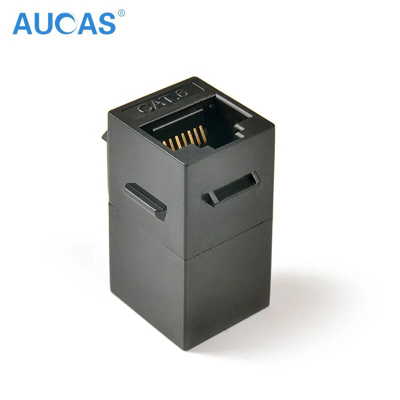 AUCAS RJ45 CAT6 UTP GOLD-PLATED PVC Keystone Modular Plug Adapter Network Cable Adapter Female to Female Connector Free Shipping