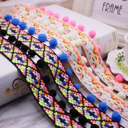 Pompom Tassel Lace Ribbon Pom Pom Trim 38mm Wide Fabric DIY Sewing Garment Shoes Bag Gift Crafts Materials Accessory 1yard