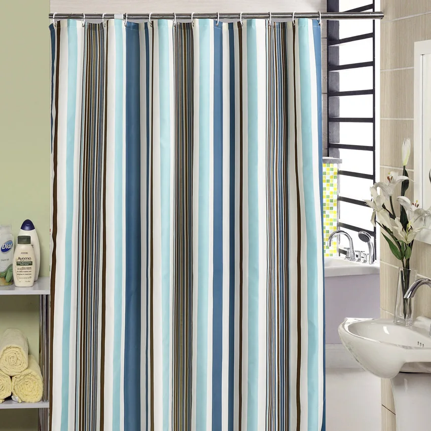 Modern Bath Curtains Bathroom Colorful Striped Waterproof Shower Curtain Bathtub Cover Extra Large Wide 12 Hook rideau de douche