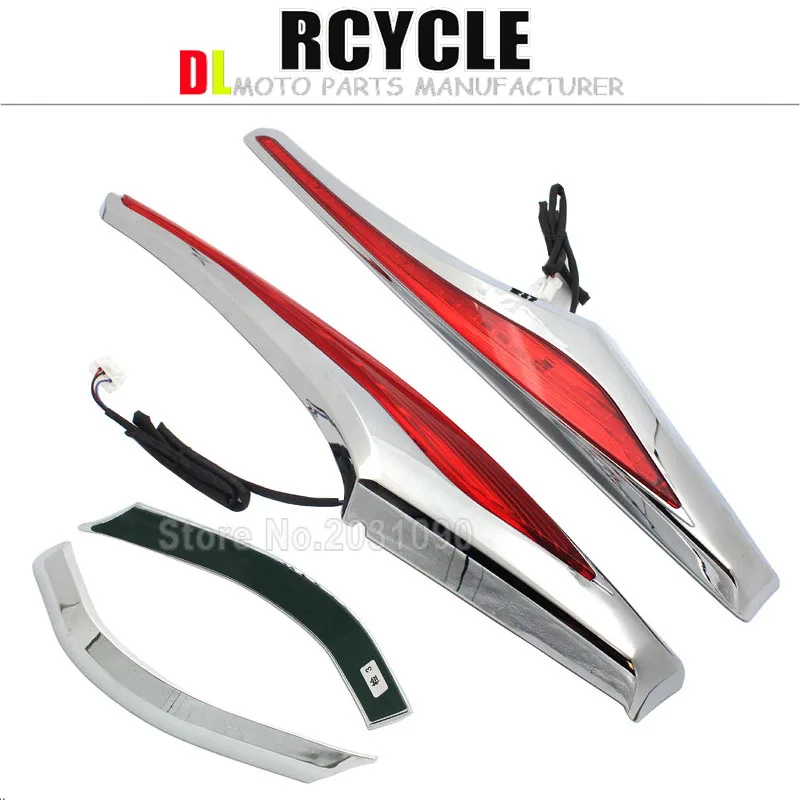 Details about Chrome Red LED Saddlebag Accent Swoops Cover Trim For Honda Goldwing F6B GL 1800