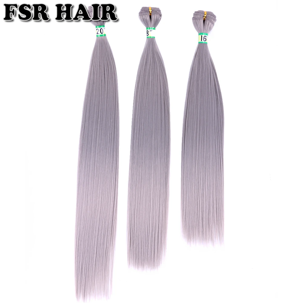 Donkergrijs 16 18 20 Inch 3 Stuks Een Lot Steil Haar Bundels Hoge Temperatuur Synthetisch Haar Extensions Voor Zwarte vrouwen