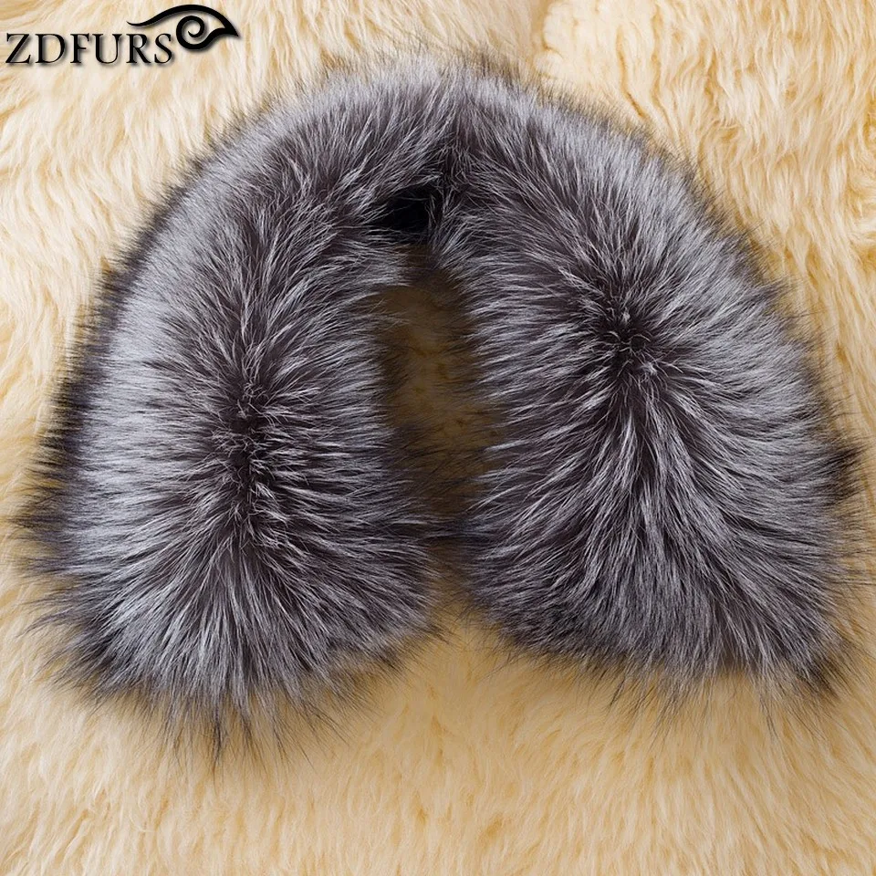 ZDFURS *  clothing accessories genuine fox scarves 100% Real sliver fox fur collar square  ZDC-163013