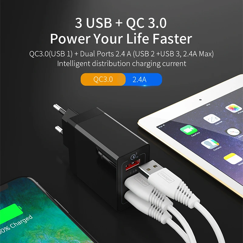 Essager USB Charger QC3.0 30W Quick Charge Wall Charger For iPhone 14 Xiaomi Samsung Fast Charger Mobile Phone Charger Adapter