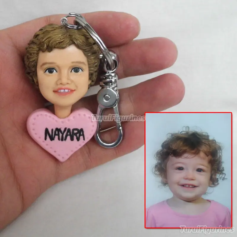 

custom keychain with logo and name real person face kids statue figurine christmas new year valentine father's day gifts present