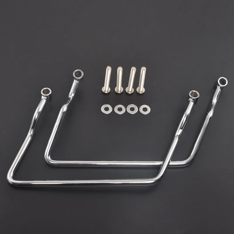 Chrome 14cm-24cm Motorcycle Saddle bag Support Bar Luggage Guard Bracket Mount For Honda Shadow ACE VT400/750 Universal