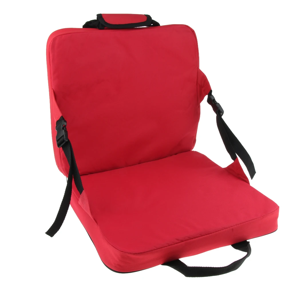 Comfortable Folding Bench Chair Seat Cushion with Backrest Fishing Cushion Seat for Outdoor Garden Patio Camping Hiking Red