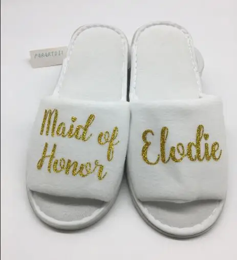 Zapatillas de boda personalizadas, zapatos de nombre de novia y dama de honor de boda, zapatillas de fiesta nupcial, recuerdos de despedida de soltera