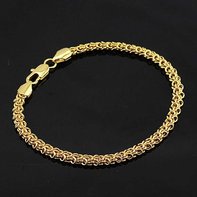 Браслеты из звеньев цепи для мужчин и женщин, ювелирные украшения 5 мм под желтое золото, плетеные, E436, 1 шт.