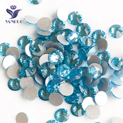 YANRUO 2058NoHF SS3-SS34 Aquamarine Flatback Glue On Rhinestone Non Hotfix Crystal Strass Glass Stone For Nails