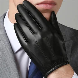 Guantes de cuero cortos para hombre, guantes de cuero para conducir, cálidos y delgados, modelos NM792B-5, Otoño e Invierno