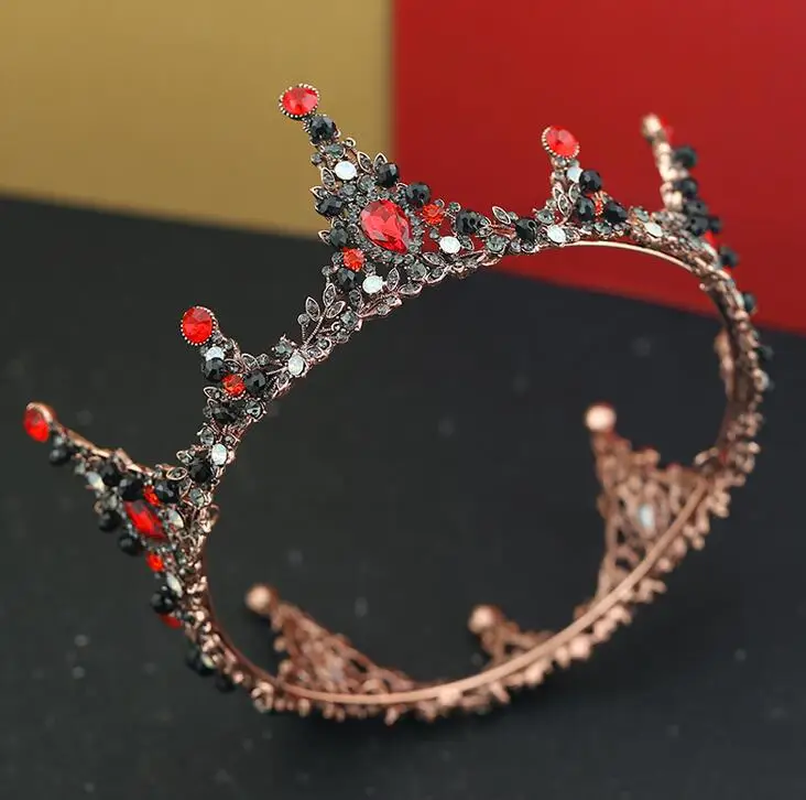 HIMSTÓRIA Handmade Coroas Tiaras para Noivas Preto Vermelho Strass Retro Barroco Hairbands Headpiece Prom Cabelo Jóias