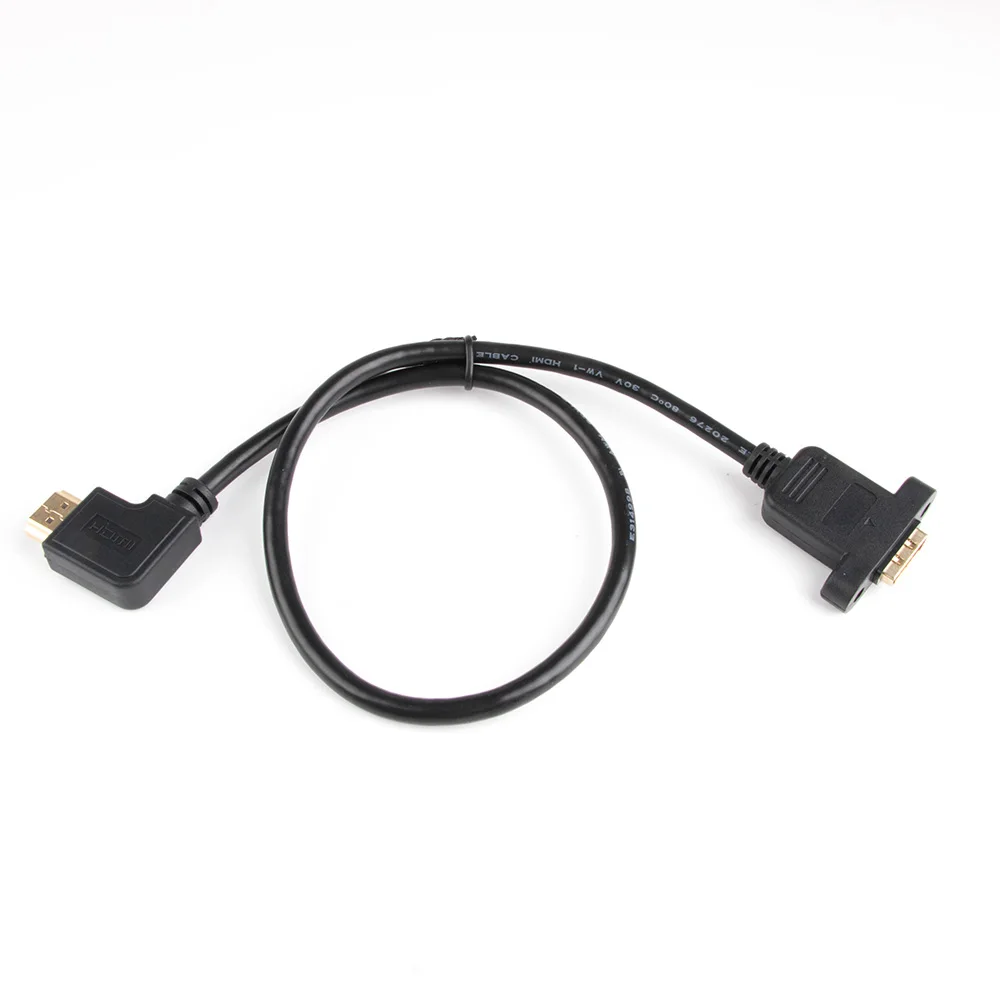 90 Degree Left Right Up Down Angled HDMI 19p 1.4 male to Female extension cable with Screw Hole Can Lock Panel Mount Cable