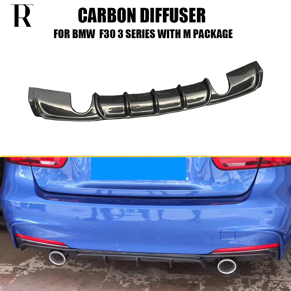 M Performance Style Carbon Fiber Rear Bumper Diffuser for BMW F30 F31 320 328 330 340 With M Package 12 - 19