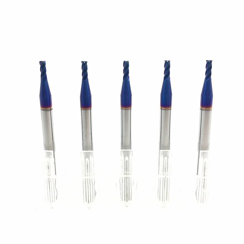 مطحنة نهاية 2 مللي متر HRC65 4 فلوت D2 * 6 * D4 * 50*4T ، كربيد صلب ، طرف مستقيم ، أداة طحن مطلية باللون الأزرق nACo