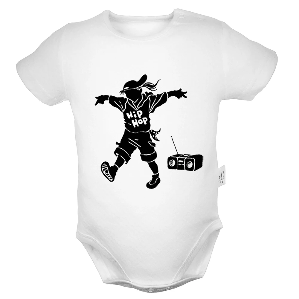 Cool Street Hip Hop Silhouette kid Boy graffiti Rock Band Design Newborn Baby Boy Girl Outfits Jumpsuit Infant Bodysuit Clothes