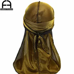 New Men's Shiny Mesh Durags Turban Hat Bandanas Breathable Men Durag Doo Rag Headwear Headband Hair Accessories Waves Caps