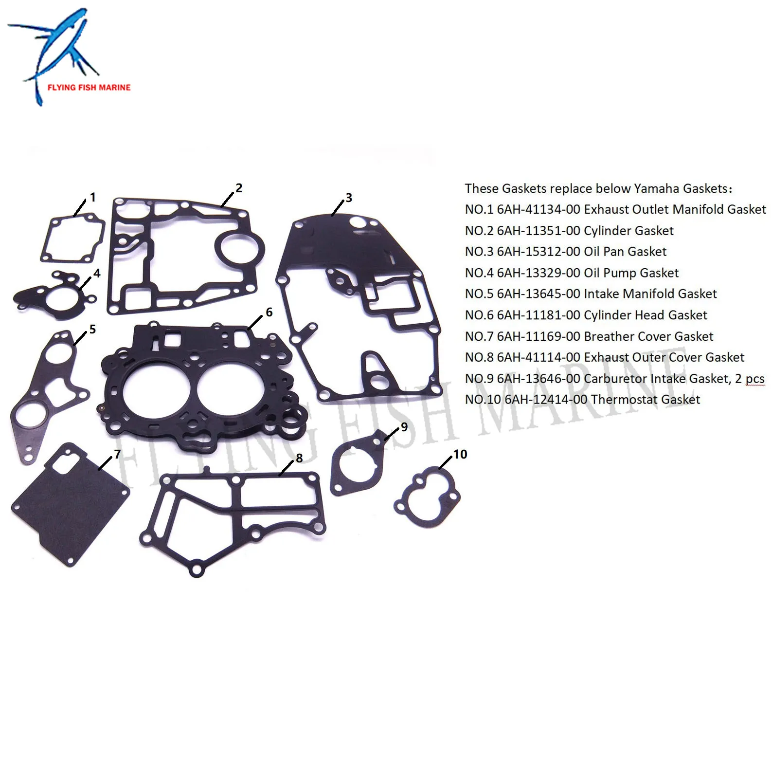 Outboard Engine 6AH-W009A-00-1S 6AH-W009A-01-1S 6AH-W009A-02-1S Complete Cylinder Power Head Gasket Kit for Yamaha20HP F20 F15C