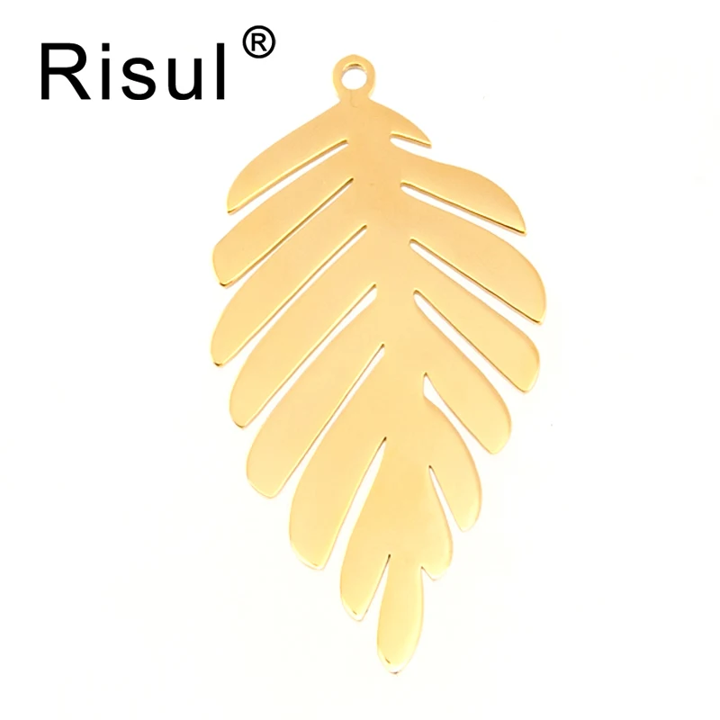 

Risul Fern Leaf pendants personalized print pendant charms both sides mirror polished Stainless steel blank pendant 50pcs