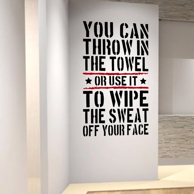 

Throw in the Towl... Home Gym Motivational Wall Decal Quote Fitness Strength Workout Wall Stickers Wall Art For Kids Rooms