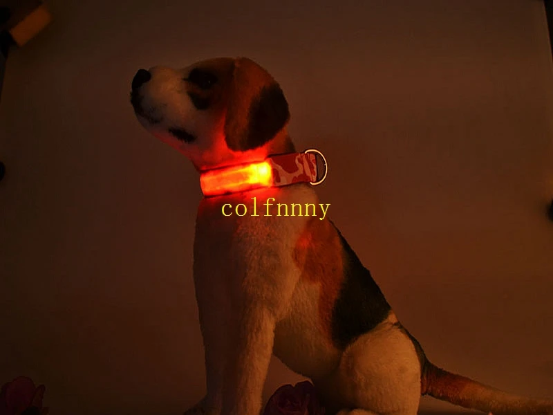 100pcs/lot Camouflage Nylon Pet Dog LED Collar Night Safety Glow Flashing Dog Cat Collar Led Luminous Collars USB Rechargeable