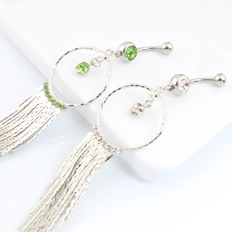 Claw chain tassel Belly button ring Retail navel ring fashion woman jewelry belly bar 14G 316L surgical steel bar