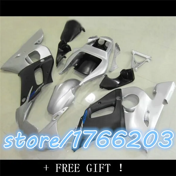 

High quality ABS fairing kit for R6 1998 1999 2000 2001 2002 YZF-R6 YZF R6 98-02 silver matte black fairings set Ning