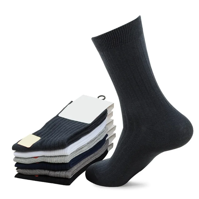 Plus Large Big Size Mens Socks EU48-53 Business Crew Socks Solid 5 Pairs Classic High Quality Breathable Cotton Men Winter Socks